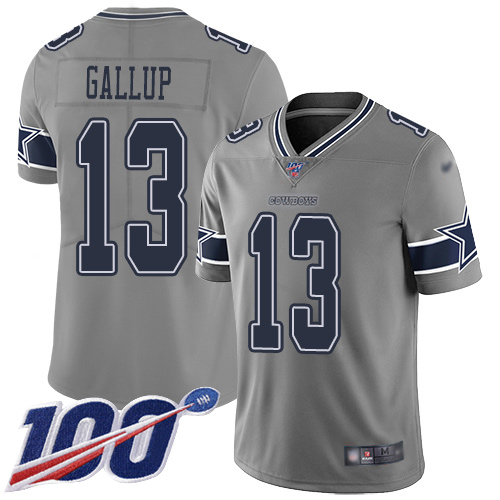 Men Dallas Cowboys Limited Gray Michael Gallup #13 100th Season Inverted Legend NFL Jersey->dallas cowboys->NFL Jersey